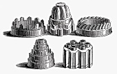 Various old baking tins (Illustration)