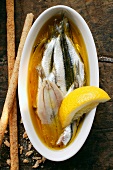 Marinated sardines with lemon and grissini