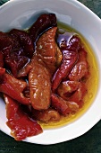 Marinated red peppers with olive oil