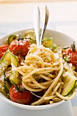 Spaghetti with cherry tomatoes and courgettes