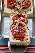 Spicy tofu slices with tomatoes