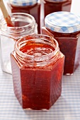 Strawberry jam in jars