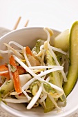 Asian vegetable salad with sprouts and Thai aubergines