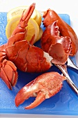 Cooked lobster with slices of lemon