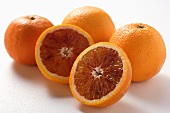 Whole and half blood oranges