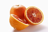 Whole and half blood oranges