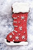 Decorated chocolate boot for Christmas