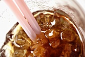 Cola with ice cubes (close-up)