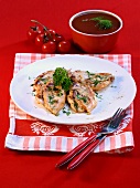 Chicken breast with herbs; tomato sauce