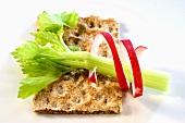 Crispbread with celery and radishes