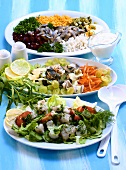 Three different fish salads