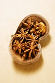 Star anise in wooden bowl