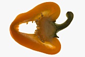 Yellow pepper (lengthwise slice), backlit