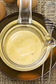 Mayonnaise in small glass pan