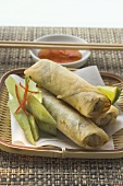 Spring rolls with cucumber and dip