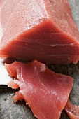 Tuna fillet, a piece cut off