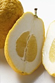 Citrons, whole and halved (close-up)