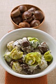 Brussels sprouts with chestnuts and cream sauce