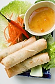 Spring rolls on salad with sweet and sour sauce (Thailand)