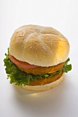 Double chicken burger with tomato and lettuce