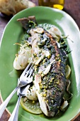 Fish with garlic, lemon and herbs
