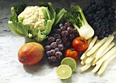 Colorful Still Life of Fresh Fruit and Vegetables