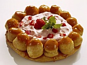 Choux pastry strawberry gateau