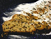 Christmas stollen with pieces cut