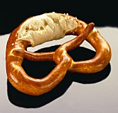 A pretzel on a black background