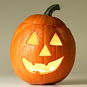 Lit Halloween pumpkin