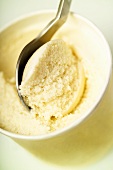 Vanilla ice cream with spoon