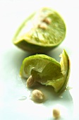 A squeezed wedge of lime