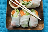 Vietnamese rice paper rolls with vegetable filling