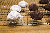 Hazelnut biscuits coated with cocoa and coconut