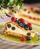 A piece of berry cheesecake