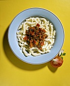 Spiral pasta with spicy tomato sauce
