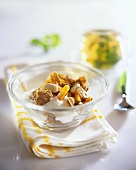 Muesli with dried apricots, almonds and yoghurt