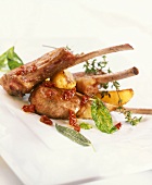 Lamb cutlets with potatoes and herbs