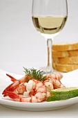 Prawns with lime and a glass of white wine