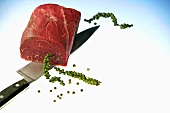 Beef fillet with green peppercorns