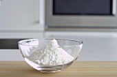 Flour in a glass bowl