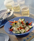 Greek salad with a yogurt dressing