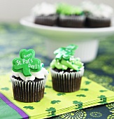 Two Chocolate Happy St. Patrick's Day Cupcakes