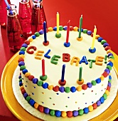 Colorful Celebration Cake with Candles