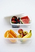 Fresh fruit in plastic boxes