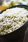A bowl of green (unripe) rice
