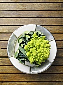 Romanesco on a plate, seen from above