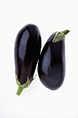 Two Whole Eggplant on a White Background