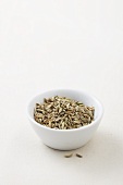Fennel seeds in small dish