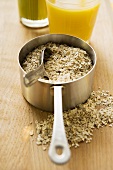 Rolled oats in a pan